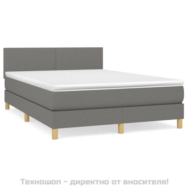 Боксспринг легло с матрак, тъмносиво, 140x200 см, плат