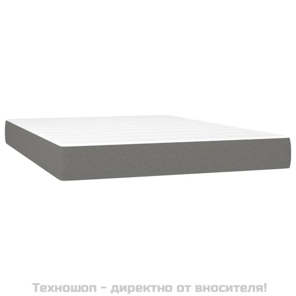 Боксспринг легло с матрак, тъмносиво, 140x200 см, плат