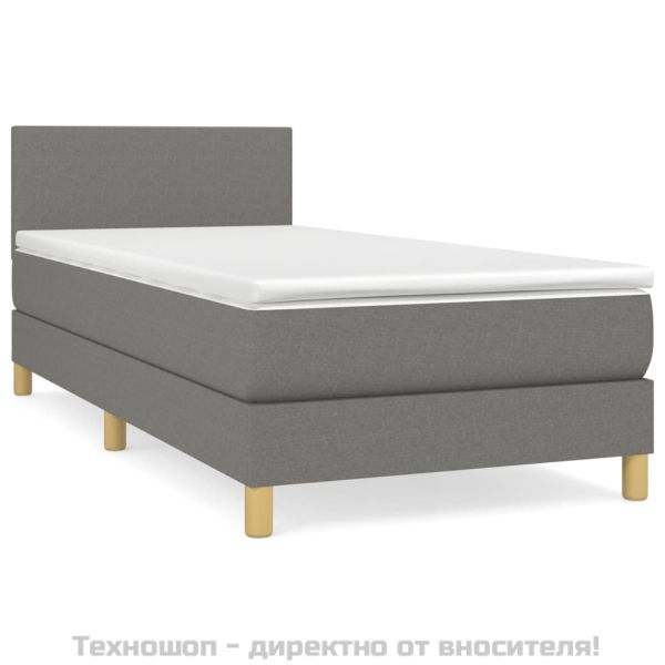Боксспринг легло с матрак, тъмносив, 80x200 см, плат