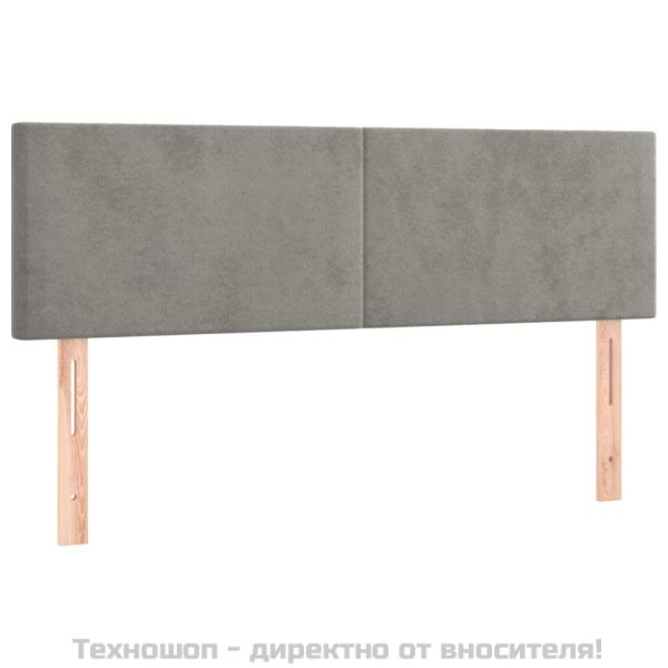 Табла за легло, светло сива, 144x5x78/88 см, кадифе