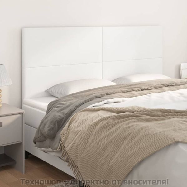 Табла за легло, бяла, 160x5x118/128 см, изкуствена кожа