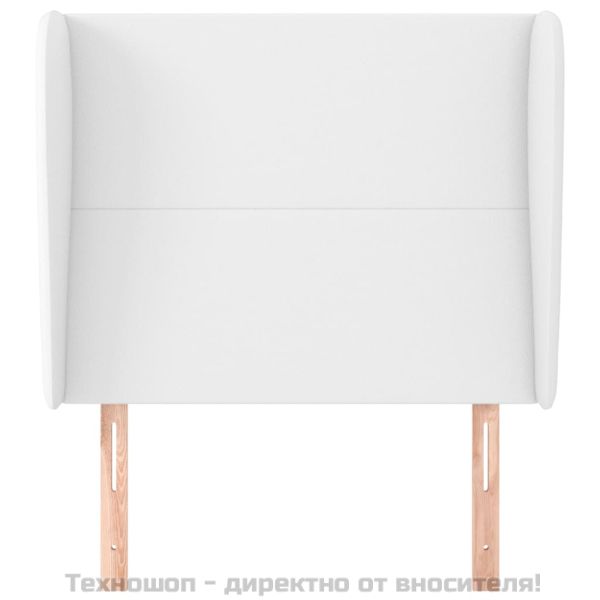 Горна табла с уши, бяла, 83x23x118/128 см, изкуствена кожа