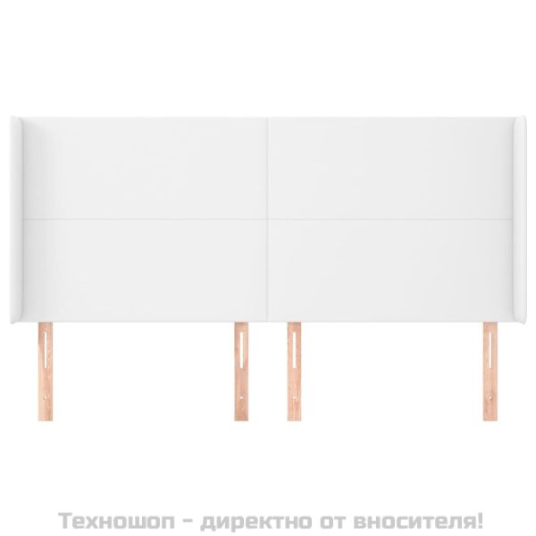 Горна табла с уши, бяла, 163x23x118/128 см, изкуствена кожа