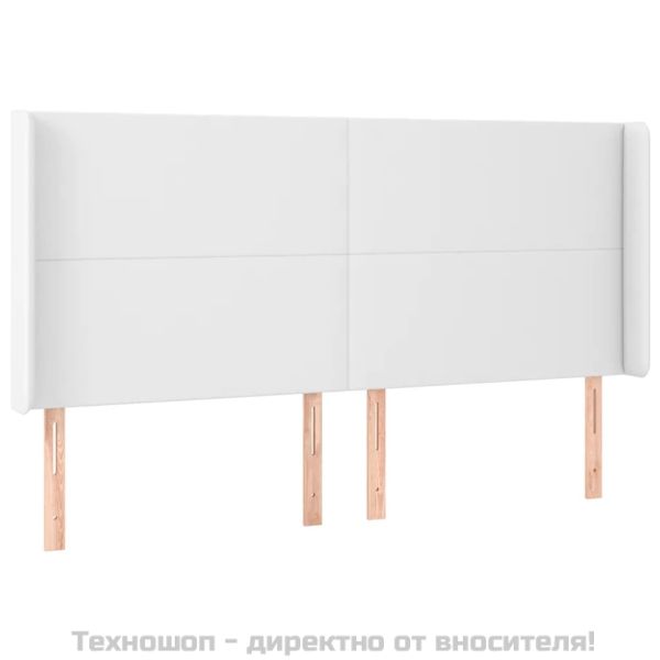 Горна табла с уши, бяла, 163x16x118/128 см, изкуствена кожа