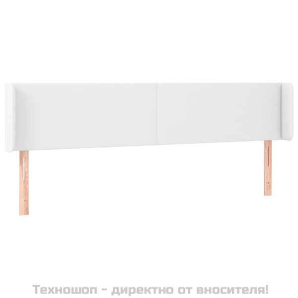 LED горна табла за легло, бяла, 163x16x78/88см, изкуствена кожа