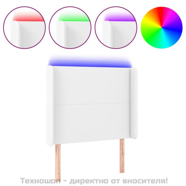 LED горна табла за легло, бяла, 83x16x118/128 см