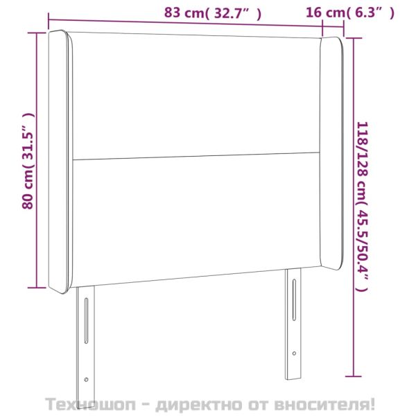 LED горна табла за легло, бяла, 83x16x118/128 см
