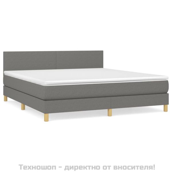 Боксспринг легло с матрак, тъмносиво, 160x200 см, плат