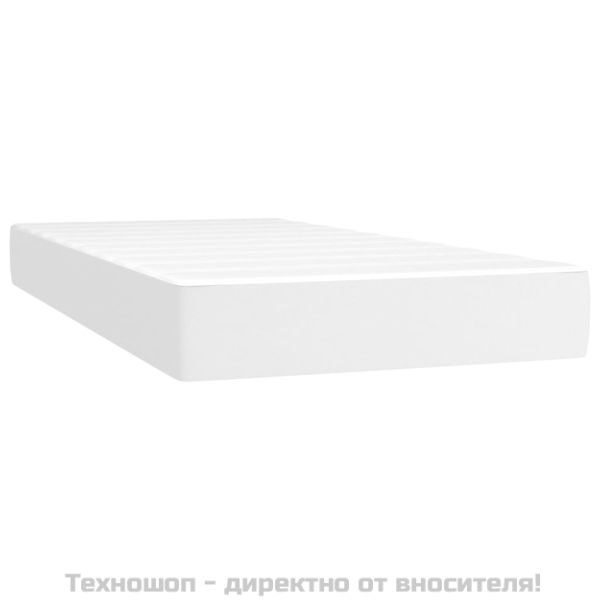 Боксспринг легло с матрак, бяло, 90x200 см, изкуствена кожа