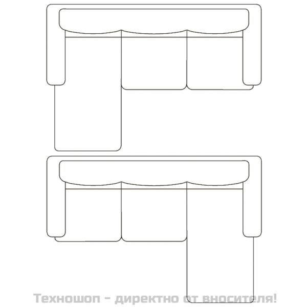 Триместен L-образен диван, изкуствена кожа, черен