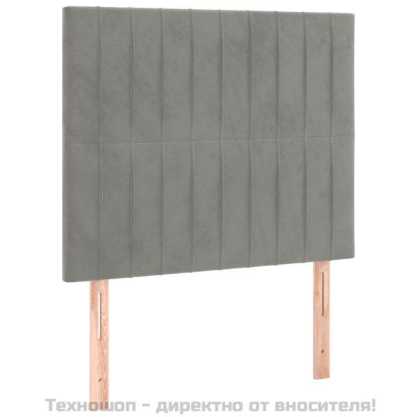 Боксспринг легло с матрак, светлосиво, 100x200 см, кадифе