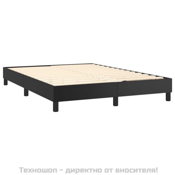 Боксспринг легло с матрак, черно, 140x190 см изкуствена кожа