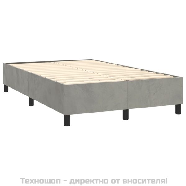 Боксспринг легло с матрак, светлосиво, 120x200 см, кадифе