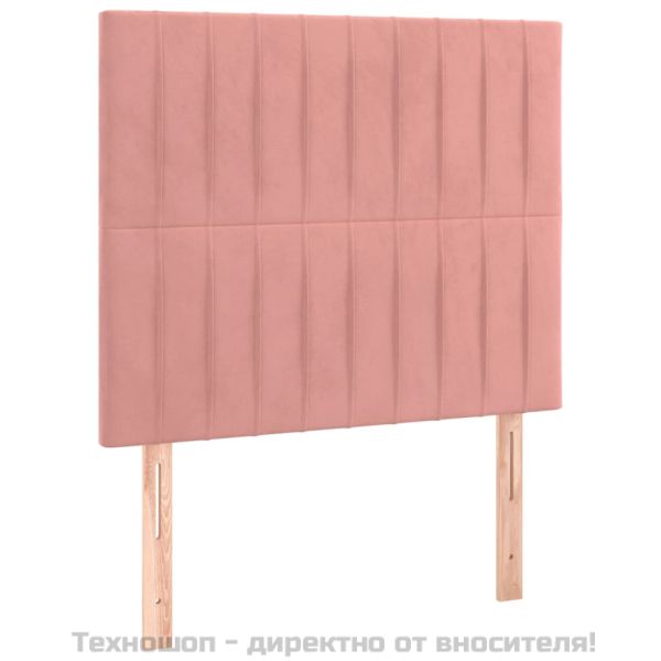 Боксспринг легло с матрак, розово, 90x200 см, кадифе