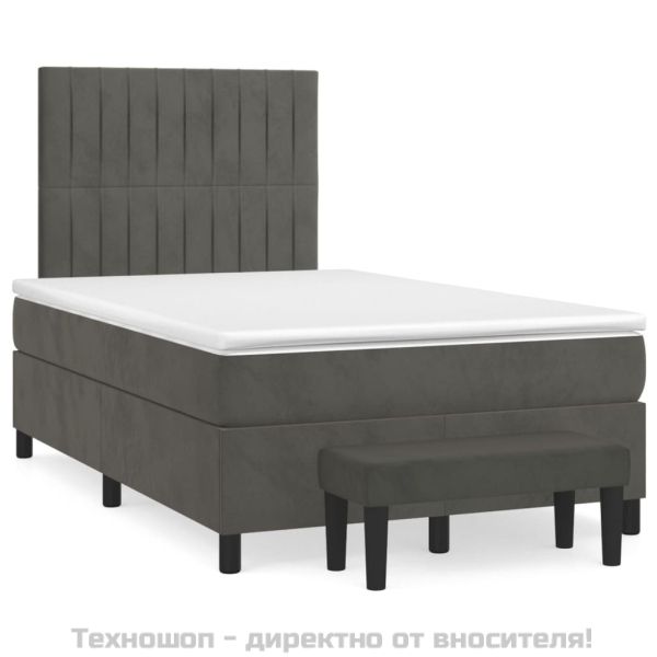 Боксспринг легло с матрак, тъмносиво, 120x200 см, кадифе