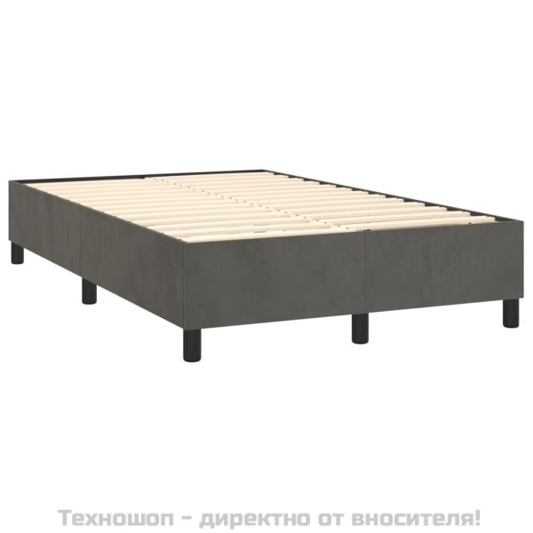 Боксспринг легло с матрак, тъмносиво, 120x200 см, кадифе