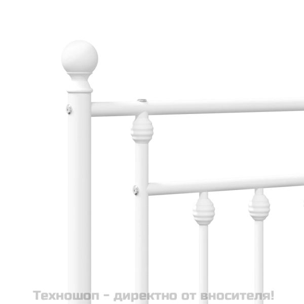 Метална рамка за легло с горна табла, бяла, 120x200 см