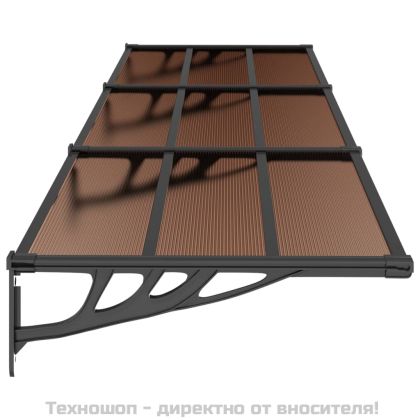 Навес за врата, черен, 358,5x90 см, поликарбонат