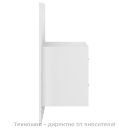 Горна табла за легло с шкафчета, бяла, инженерно дърво
