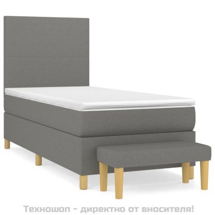 Боксспринг легло с матрак, тъмносив, 80x200 см, плат