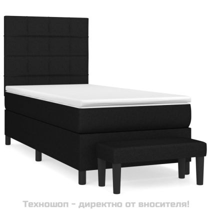 Боксспринг легло с матрак, черно, 80x200 см, плат