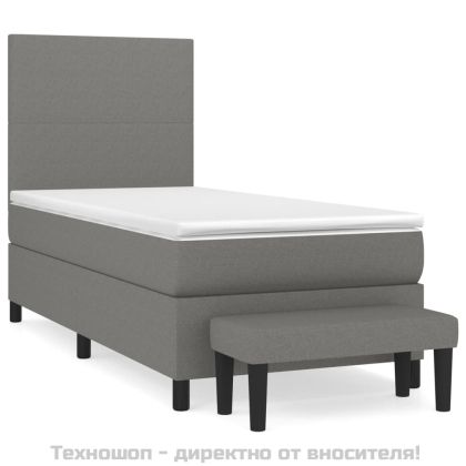 Боксспринг легло с матрак, тъмносив, 80x200 см, плат
