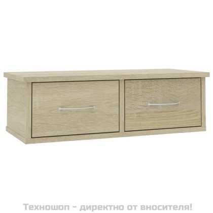 Стенен рафт с чекмеджета, дъб сонома, 60x26x18,5 см