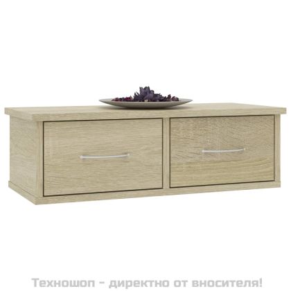 Стенен рафт с чекмеджета, дъб сонома, 60x26x18,5 см