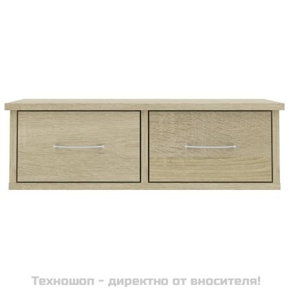Стенен рафт с чекмеджета, дъб сонома, 60x26x18,5 см