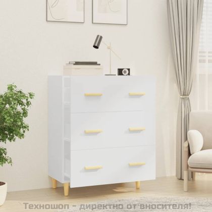 Сайдборд, бял, 70x34x90 см, инженерно дърво