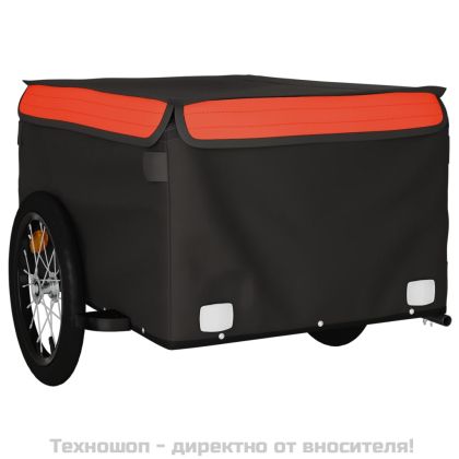 Ремарке за велосипед, черно и оранжево, 45 кг, желязо