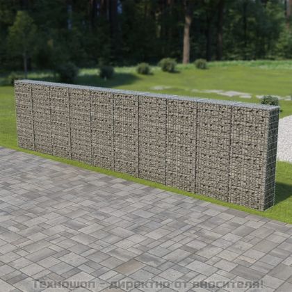 Габионна стена с капаци, поцинкована стомана, 600х30х150 см