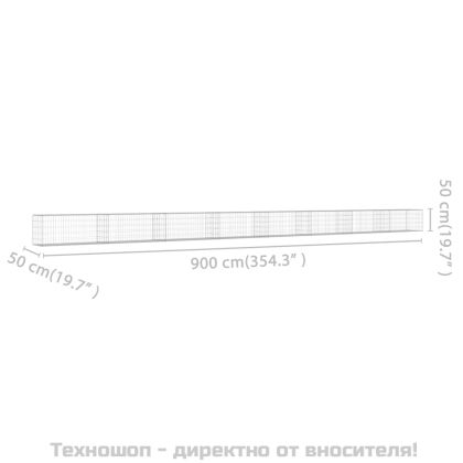 Габионна стена с капаци, поцинкована стомана, 900x50x50 см
