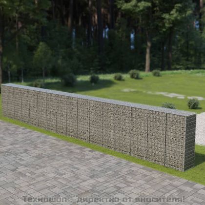 Габионна стена с капаци, поцинкована стомана, 900x50x150 см