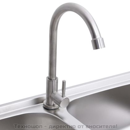 Къмпинг мивка, двойно корито, с кран, неръждаема стомана