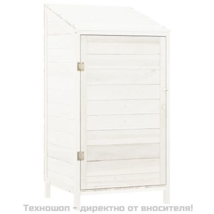 Градинска барака, бяла, 55x52x112 см, чамово дърво масив