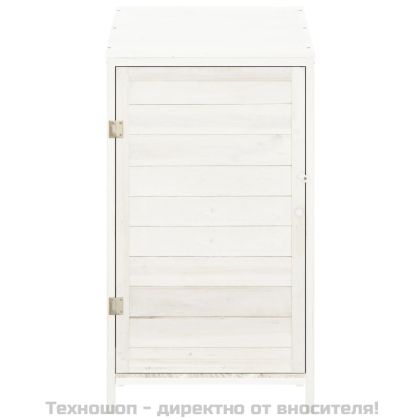 Градинска барака, бяла, 55x52x112 см, чамово дърво масив