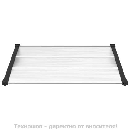 Навес за врата, черно и прозрачно, 122x90 см, поликарбонат