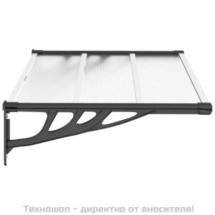 Навес за врата, черно и прозрачно, 122x90 см, поликарбонат