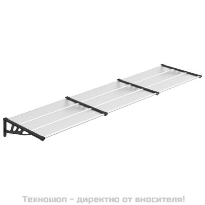 Навес за врата, черно и прозрачно, 358,5x90 см, поликарбонат