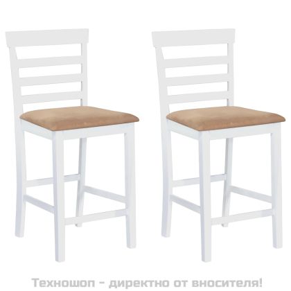 Бар столове, 2 бр, бели, текстил