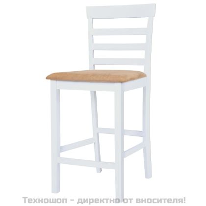 Бар столове, 2 бр, бели, текстил