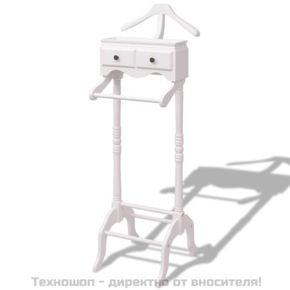 Щендер за дрехи с чекмедже, дърво, бяло