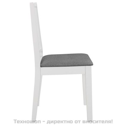 Трапезни столове с тапицерия, 4 бр, бели, масивна дървесина