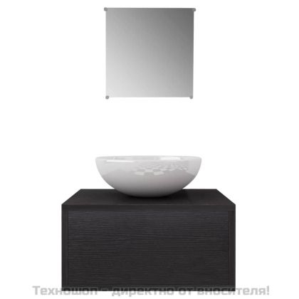 комплект секция от три части и мивка за баня, черен цвет