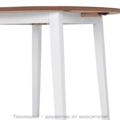 Трапезен комплект, 5 части, МДФ и каучукова дървесина, бял