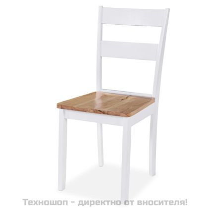 Трапезен комплект, 5 части, МДФ и каучукова дървесина, бял