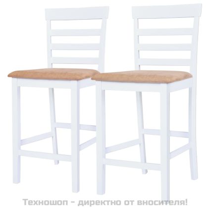 Комплект бар маса и столове, 3 части, дървен масив, кафяв и бял