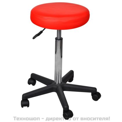 Офис табуретки, 2 бр, червени, 35,5x84 см, изкуствена кожа