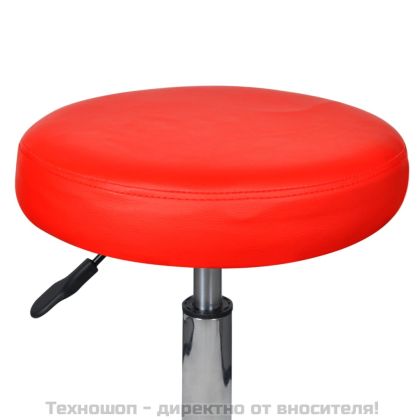 Офис табуретки, 2 бр, червени, 35,5x84 см, изкуствена кожа